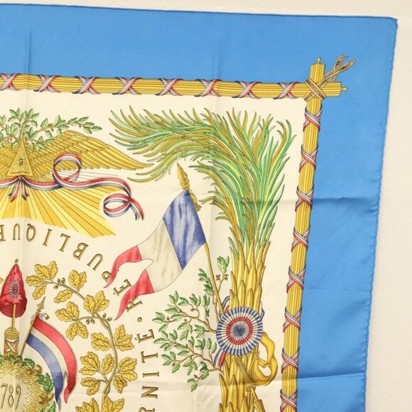 HERMES Carre 90 ""LIBERTE EGALITE FRATERNITE REPUBLIQUE FRANCAISE"" Auth - Picture 6 of 16